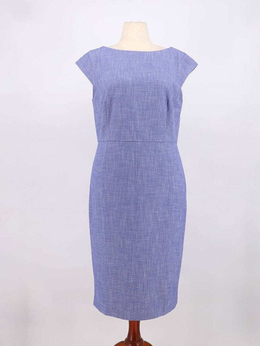 ANN TAYLOR The Boatneck Cap Sleeve Sheath Dress In Azurine Blue Size 14